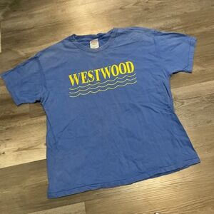 Vintage Hanes Beefy-T Westwood Graphic T-Shirt Blue XL Made in USA Cotton